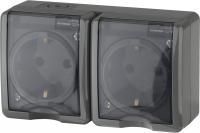 Розетка откр.установки 2-мест с/з серая Эксперт Эра(8)