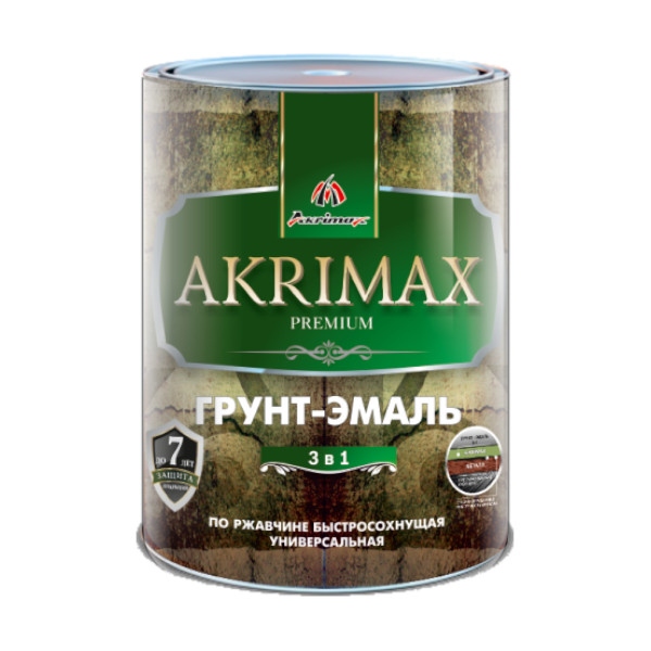 Грунт эмаль по ржавчине 3в1 графит 1,7кг глянец б/с 8ч Akrimax Premium