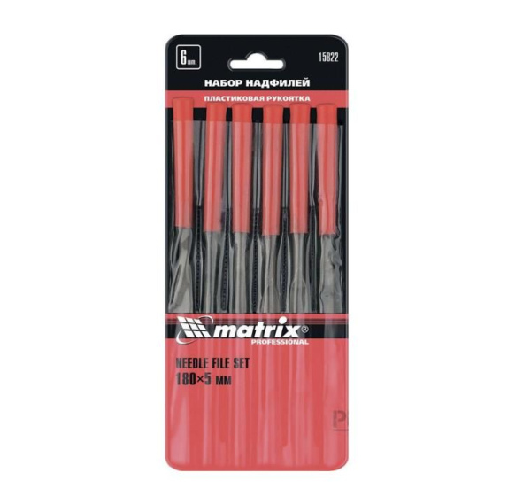 Надфиль 180мм 6шт в наборе широкие Matrix