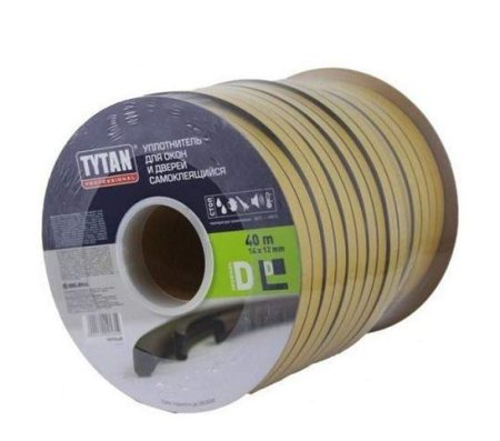 Уплотнитель  D 14х12мм черный 40м Титан