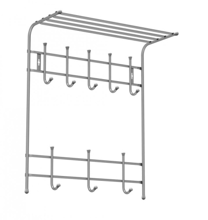Вешалка настенная 8 крючков ВПТ8/С с полкой серебро Nika