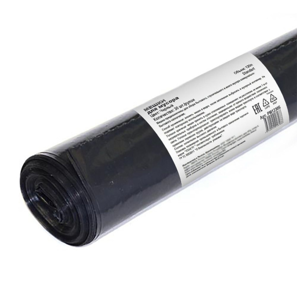 Мешки д/мусора 120л/30шт 60мкм ПВД черные Standart