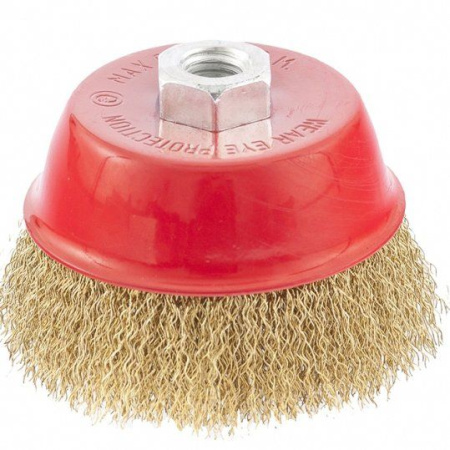 Щетка крацовка для УШМ чашка  65мм проволока витая латунированная Matrix