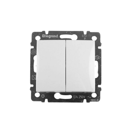 Выключатель механизм 2-кл белый Legrand Valena---