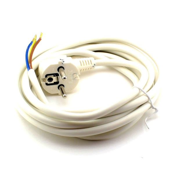 Шнур ПВС 3х0,75 с вилкой 5,0м белый с/з Lux